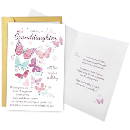 Qiliji Happy Birthday Card for Granddaughter, Granddaughter Birthday Card from Grandpa Grandma, Bday Cards Gifts for Granddaughters from Grandparents - color: Granddaughter Birthday