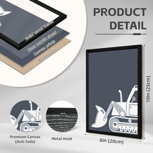 Pouydmi Construction Truck Wall Art Nursery Canvas Wall Decor Boys Room Wall Art Kids Car Posters Toddler Prints Nursery Artwork Excavator Tractor Pictures for Playroom Bedroom 8x10x6 Inch Unframed - color: Tractor Vehicle Art, size: 10"L x 8"W