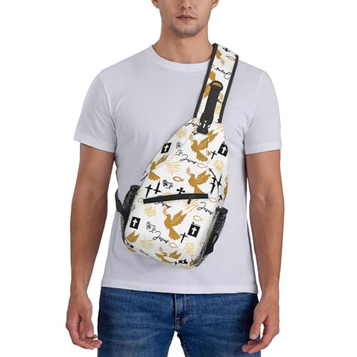 Jesus Christian Cross Sling Backpack Shoulder Chest Bag For Men Women Hiking Travel Crossbody Daypack - color: Jesus Christian Cross-0002