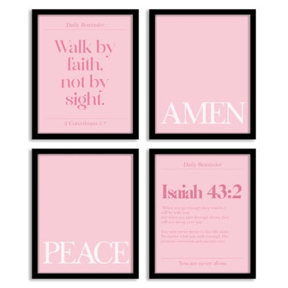 WEFKODO Pink Christian Bible Verse Motivational Wall Art 8x10 Unframed - color: white-bible3