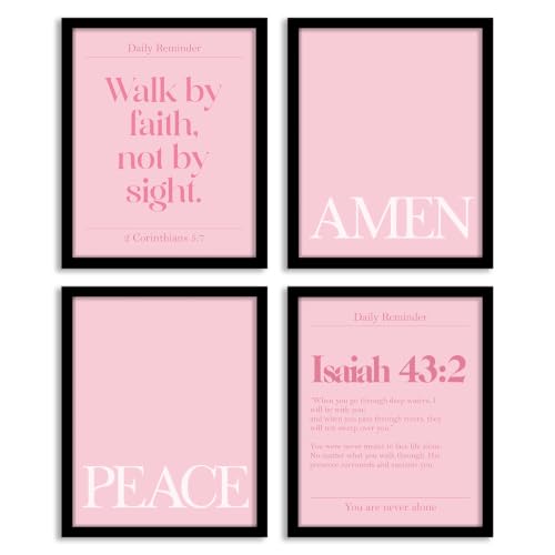 WEFKODO Pink Christian Bible Verse Motivational Wall Art 8x10 Unframed - color: white-bible3