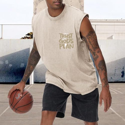 BINTEHGS Mens Sleeveless Graphic Tees Christian Tank Tops Workout Cut Off Shirt Acid Wash Gym Tanks Religious Faith Tee - color: Apricot, size: Large