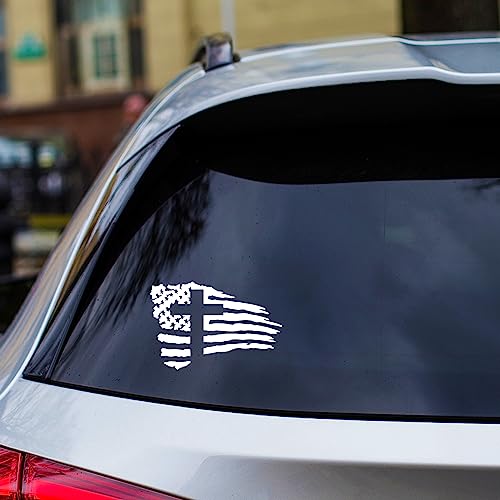 GRITKULTURE American Flag with Cross Vinyl Decal Sticker for US Christian Cars, Trucks, Laptops, Jesus Christ, Window Decal Sticker Police Thin Blue Line (White) - color: White