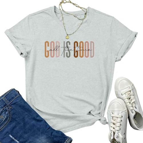 Tuislay Christian God is Good Shirt for Women Faith Jesus Shirts Bible Verse Religious Tshirts Inspirational Tees Cute Tops - color: Light Gray, size: Small