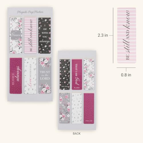 Christian Art Gifts Floral Magnetic Scripture Bookmark Set for Women - color: Pink Roses