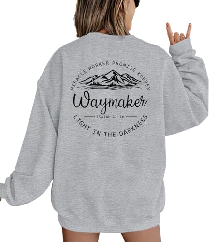 Pairxily Womens Christian Sweatshirt Inspirational Religious Faith Sweatshirts Graphic Crewneck Long Sleeve Shirts - color: Light Gray, size: Small