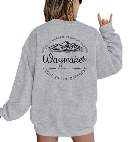 Pairxily Womens Christian Sweatshirt Inspirational Religious Faith Sweatshirts Graphic Crewneck Long Sleeve Shirts - color: Light Gray, size: Small