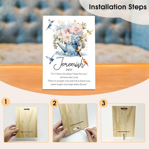 Christian Desk Decor - Jeremiah 29:11, Floral Wood Sign Bible Verses Wall Decor, Religious Gifts Inspirational Gifts For Women Men Prayer, Christian Decor For Home Office Living Room - style: Jeremiah 29:11 -a