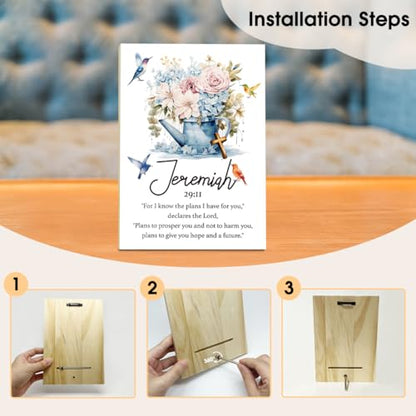Christian Desk Decor - Jeremiah 29:11, Floral Wood Sign Bible Verses Wall Decor, Religious Gifts Inspirational Gifts For Women Men Prayer, Christian Decor For Home Office Living Room - style: Jeremiah 29:11 -a