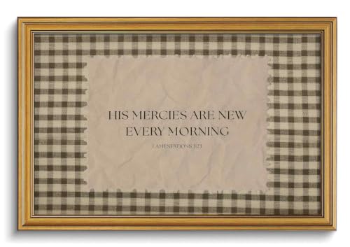 Christian Wall Art Bible Verse Wall Decor Lamentations 3:23 Canvas Art - color: Gold Framed-11, size: 16x24in