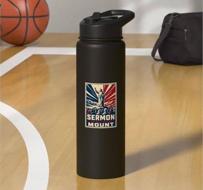 Sermon On The Mount Christian Faith Scripture Stainless Steel Insulated Water Bottle - color: Black