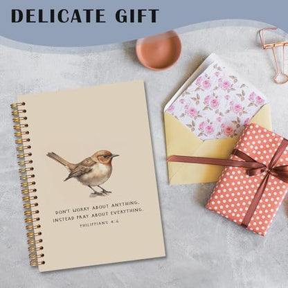 Bird Christian Spiral Notebooks, Philippians 4:6 Bible Journal, Scripture Journals for Writing, Christian Gifts for Women Men, Religious Notebook for Note Taking, 5.5x8.3 Inch - color: white Bible Notebook-5