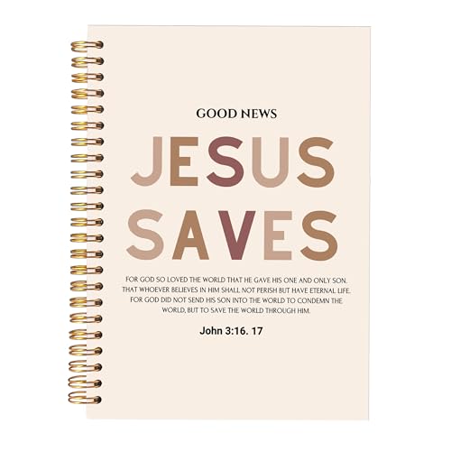 KAOWT Boho Christian Notebook Journal, Religious Bible Notebooks for Note Taking, Christian Gifts for Women, Prayer Scripture Journal, Jesus Saves Hardcover Spiral Notebook 5.5x8.3in - color: notbook bible-John 3