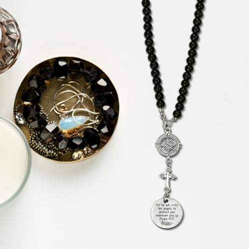 Cross Car Charm, Rear View Mirror Hanger Decor, He Will Order His Angels to Protect You Wherever You Will Go, Religious Gifts for Women, Easter Gift, Christian Gift, Decor Car Charm