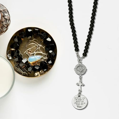 Cross Car Charm, Rear View Mirror Hanger Decor, He Will Order His Angels to Protect You Wherever You Will Go, Religious Gifts for Women, Easter Gift, Christian Gift, Decor Car Charm