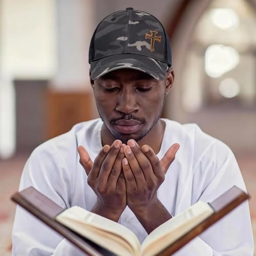 3D Embroidered Christian Hat for Men & Women, Jesus Faith Cross Hat, Religious Gifts for Christians Clothes - color: Leather - Camouflage