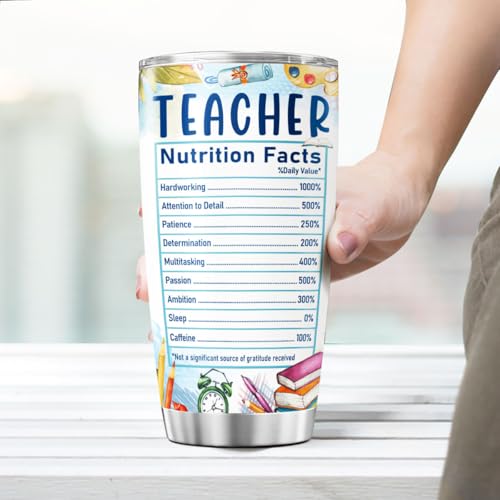 Funny Teacher Gift Student Tears Cup, 20oz Stainless Steel Insulated Tumbler with Nutrition Facts Design, Ideal for Appreciation Week, End of Year, Birthday or Christmas - color: Teacher Life 46