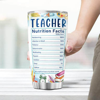 Funny Teacher Gift Student Tears Cup, 20oz Stainless Steel Insulated Tumbler with Nutrition Facts Design, Ideal for Appreciation Week, End of Year, Birthday or Christmas - color: Teacher Life 46