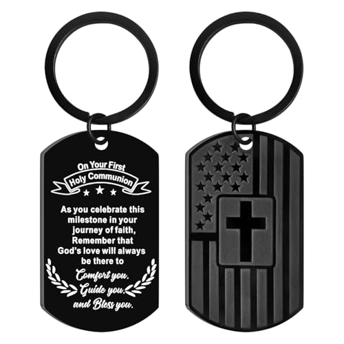 AXEN Christian Gifts for Men, Religious Keychain with Bible Verse Scripture for Dad, Son, Brother, Boyfriend - color: Holy Communion