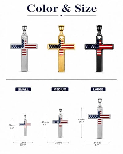 American Flag Cross Necklace for Men - color: Mystic Black
