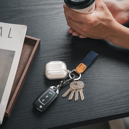 VULKIT Genuine Leather Keychain for Men & Women Everyday Carry Accessories - color: Navy/Wheat