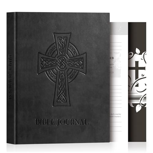 Lanpn Christian Bible Prayer Journal for Men, 91 Days Daily Devotional Journals, Bible Study Notebook with Scripture Verse for Church Pray Notes, Religious Faith Gifts, Black Leather Hardcover - color: Black