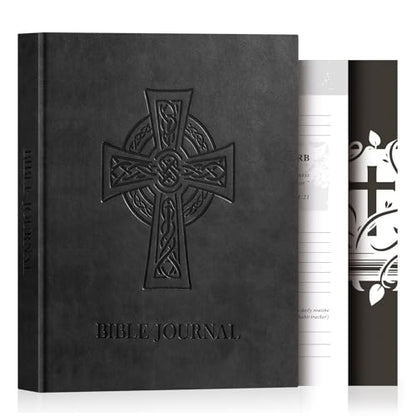 Lanpn Christian Bible Prayer Journal for Men, 91 Days Daily Devotional Journals, Bible Study Notebook with Scripture Verse for Church Pray Notes, Religious Faith Gifts, Black Leather Hardcover - color: Black