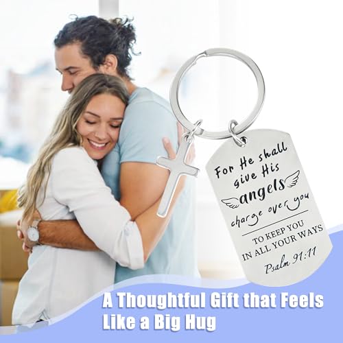 kilofly Christian Inspirational Bible Verse Keychain Gift Cross Charm - style: Faith-silver-12