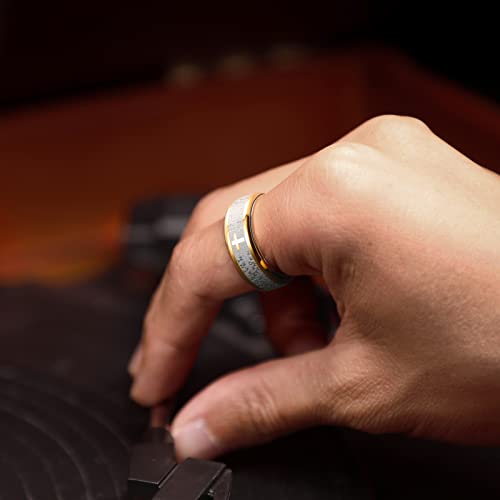 King Will 8mm Black/Gold/Silver Prayer Stainless Steel Ring - color: Gold & Silver