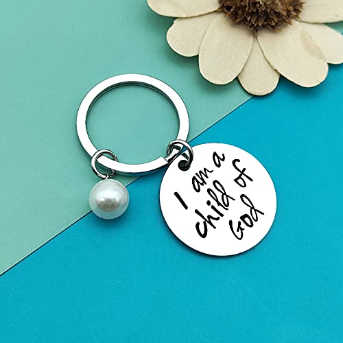 Dabihu Christian Gift Keychain Religious Gift Bible Verse Keyring Baptism Christmas Easter Birthday First Communion Gift - color: Silver Round Keychain