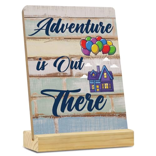 MUBIAO Rustic Wooden Adventure Plaque with Stand, 4x5 Inches, Wood Material, Desk Decor - color: Multicolor525