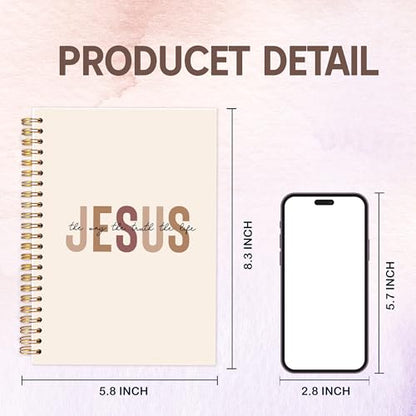 KAOWT Boho Christian Notebook Journal, Bible Notebooks for Note Taking, Christian Gifts for Women, Prayer Scripture Journal, Jesus the Way the Truth the Life Hardcover Spiral Notebook 5.5x8.3in - color: notbook bible-jesus