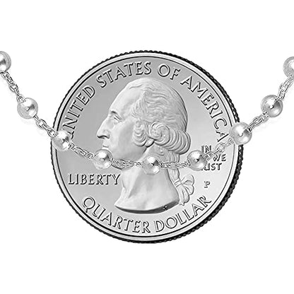 Savlano 925 Sterling Silver Italian Solid Bead Chain Cross & Rosary Virgin Mary Pendant Y Necklace Comes With Gift Box for Women - Made in Italy - style: 4MM