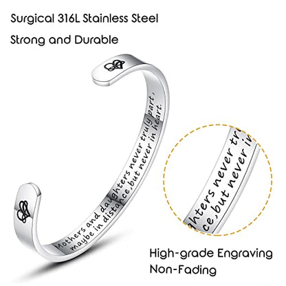 TONY & SANDY Cuff Bracelets for Women Teen Girls Best Friend Sister Mom Daughter Granddaughter Easter Birthday Mother's Day Christmas Stocking Stuffers for Teen Girls Women Jewelry - style: 1 - Mother Daughter Gift -Mothers and daughters never truly part