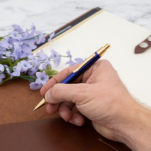 Dayspring Pens Monroe Personalized Ballpoint Pen in Blue Lacquer, Gold Trim - color: Blue, style: Customized