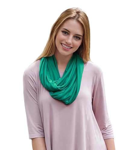 Lina & Lily Premium Modal Jersey Knit Women's Infinity Scarf Loop Lightweight - color: Jade Green