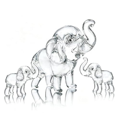 3pcs Crystal Elephant Figurines Collectible Art Glass Animals Paperweight - style: Elephant-3pcs