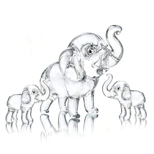 3pcs Crystal Elephant Figurines Collectible Art Glass Animals Paperweight - style: Elephant-3pcs