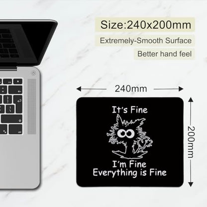 hold fizz Funny Black Cat Mouse Pad, Small Cute Cat Mouse Pads for Desk, Mouse Mat Square Non-Slip Rubber Base Gaming Mousepad for Desk Computer Laptop Office, 9.5x7.9 Inch - color: Black Cat