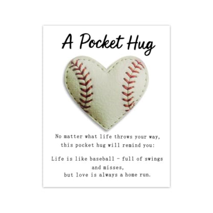 Baseball Heart Pocket Hug Token Baseball Lovers Sport Themed Heart Pockets - color: Baseball