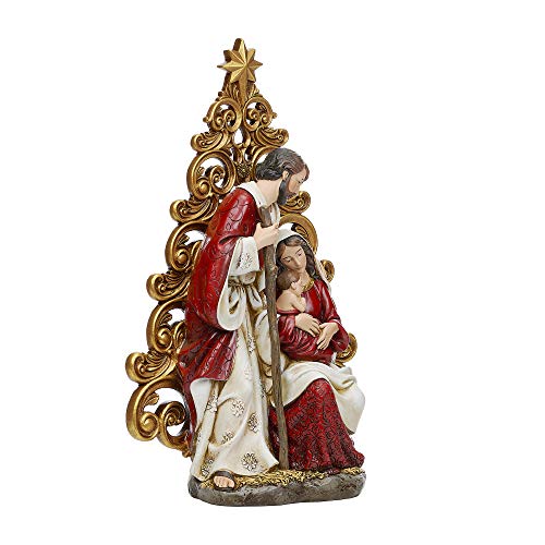 Joseph's Studio by Roman - Holy Family with Gold Filigree Tree Figure, 12.25" H, Resin and Stone, Decorative, Collection, Durable, Long Lasting
