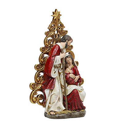 Joseph's Studio by Roman - Holy Family with Gold Filigree Tree Figure, 12.25" H, Resin and Stone, Decorative, Collection, Durable, Long Lasting