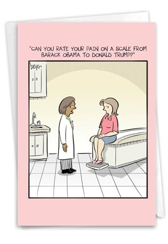 NobleWorks Funny Get Well Soon Cartoon Humor Card w/Envelope C6361FBG - style: Pain Scale