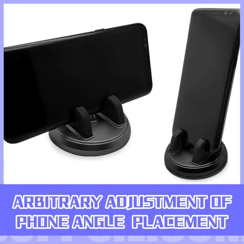 Dashboard Phone Holder, Vertical Horizontal Angle Adjustable Bump Proof Desktop Dashboard Navigation Phone Silicone Center Console Holder for Most Cars (Black)