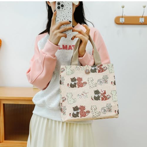 SNDEC Canvas Small Bible Bag for Girls and Women, Cute Mini Preppy Aesthetic Tote, Reusable Grocery Bag for Essentials - color: Pink