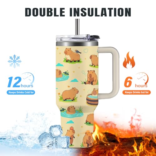 Christian Gifts for Women 40oz Tumbler - Insulated Travel Mug with Handle (Capybara1, 40 Ounces) - color: Capybara1