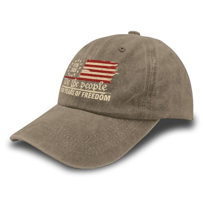U.S. 250th Anniversary 250 Years Freedoms 1776-2026 Baseball Hats Funny - color: Pigment Khaki