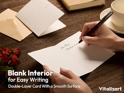 Vitalizart Embossed Thank You Cards with Envelopes 32 Pack 4.3" x 5.5" - color: White Set, size: 32 pcs