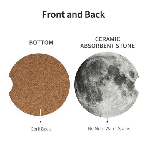 Moon 2 Pack Car Cup Holder Coasters Ceramic Drink Coasters - color: Brown