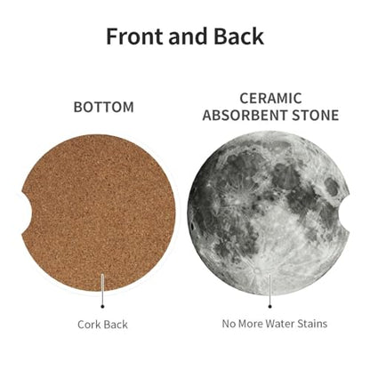 Moon 2 Pack Car Cup Holder Coasters Ceramic Drink Coasters - color: Brown